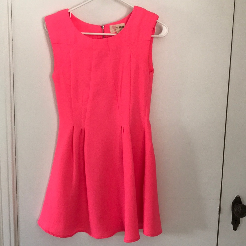 NEON PINK SKATER DRESS